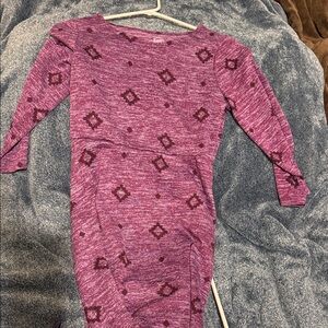 Wonder Nation Magenta Geometric Long Sleeve Dress